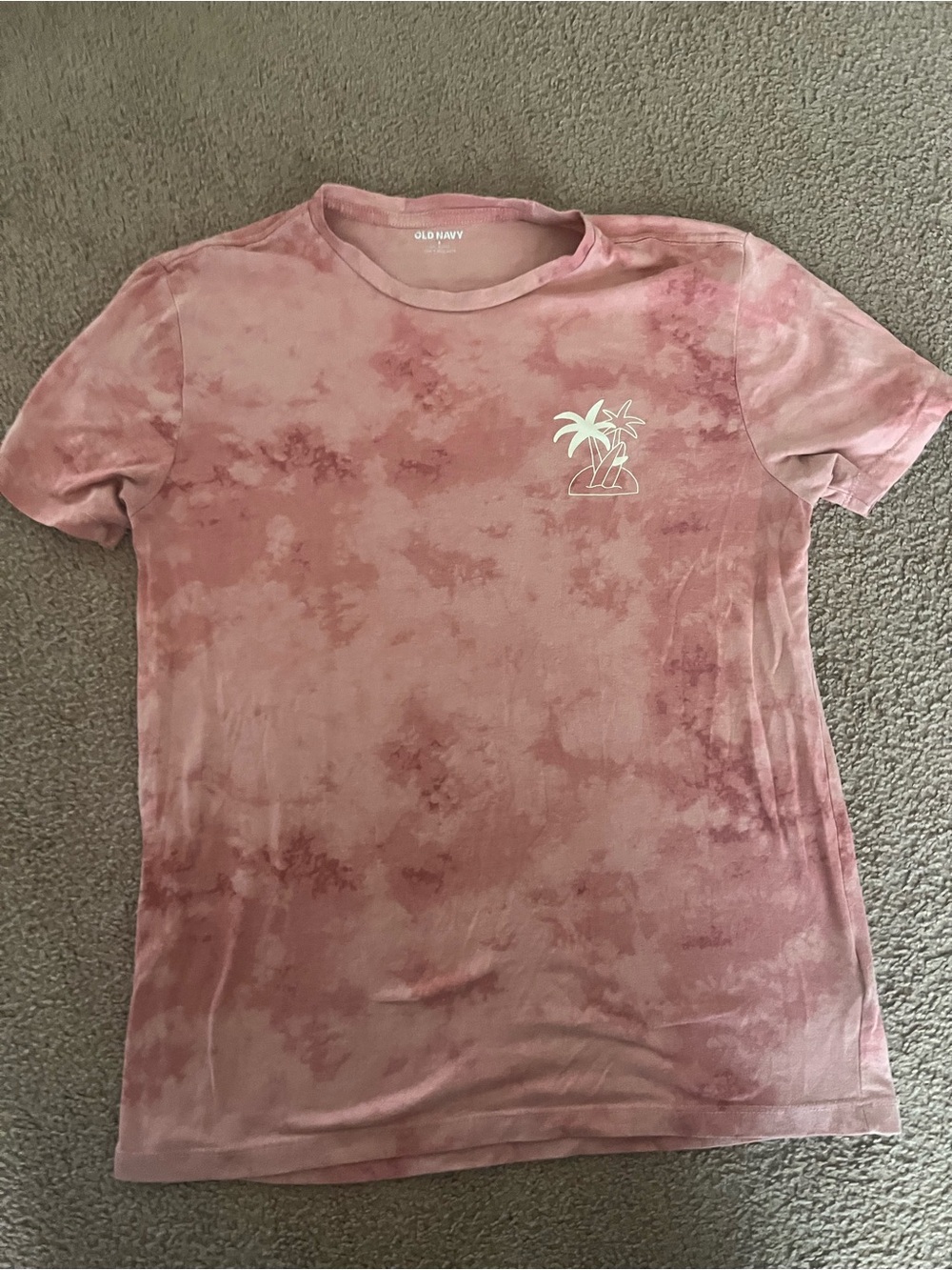 Old Navy Dusty Pink Tie-Dye Palm Graphic Tee